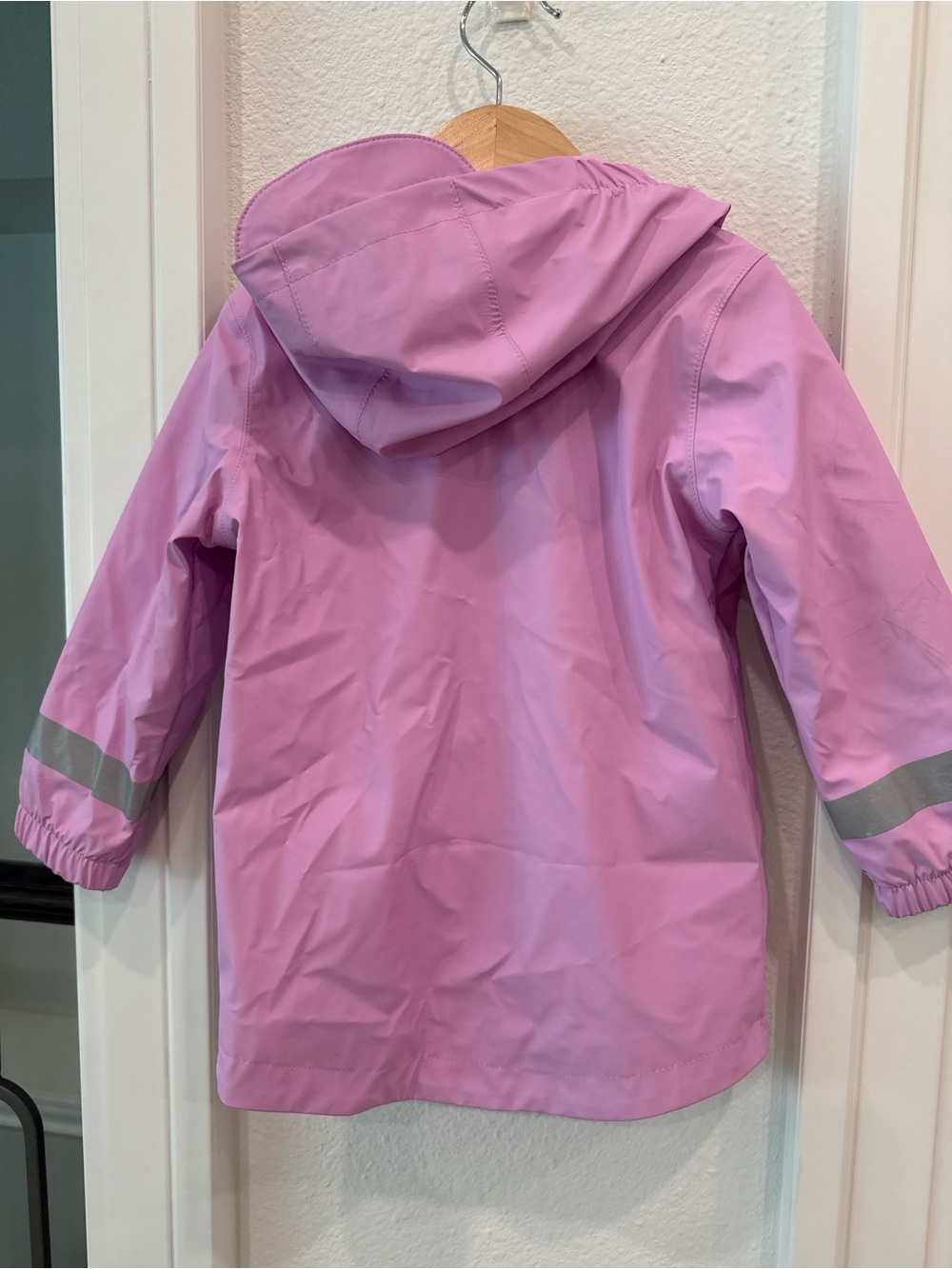 Cat & Jack Girls Pink Hooded Rain Jacket Coat Size 3T Reflective Trim - Picture 4 of 5